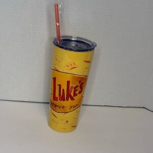 Gilmore Girls Luke’s Stainless Steel Travel Mug Tumbler with Straw Yellow NWT